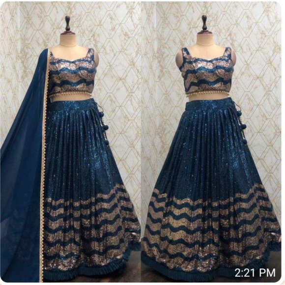 Blue Lengha Choli - Picture 2 of 3